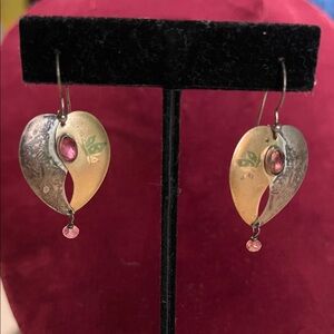 Holly Yashi Elegant Pink and Gold Niobium Heart Earrings